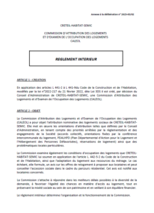 Creteil Habitat - Règlement intérieur de la CALEOL approuvée au CA du 12 mai 2023 - couv RI CALEOL 2023