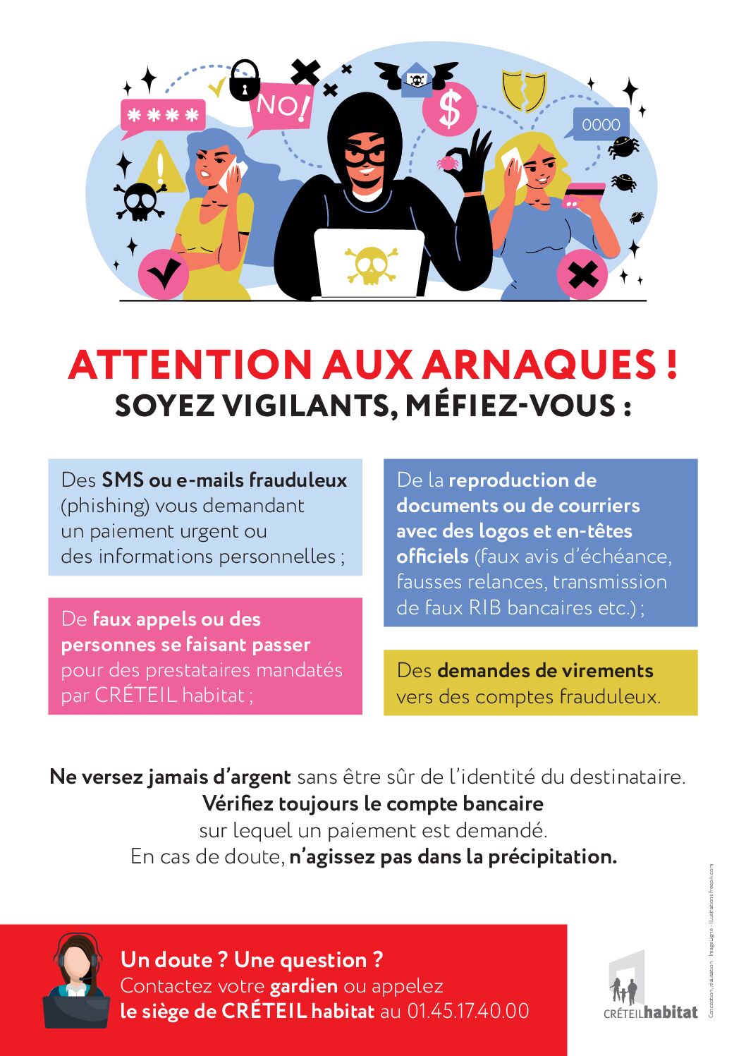 Creteil Habitat - Soyez vigilants, méfiez-vous ! - CRETEILhab Affiche A4 Arnaques DEF 170725 1 pdf